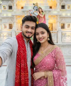 Google Gemini Prem Mandir Ai Photo Editing Prompt Couple Selfie