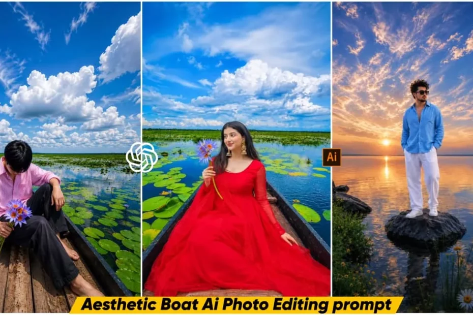 Lake Boat AI Photo Editing Prompt With realistic look