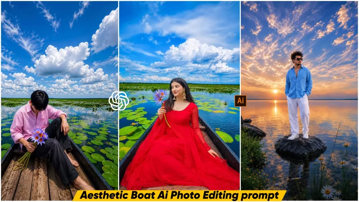 Lake Boat AI Photo Editing Prompt With realistic look