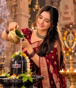 Girl With Mahadev Shivling Sawan Ai Photo Editing Prompt
